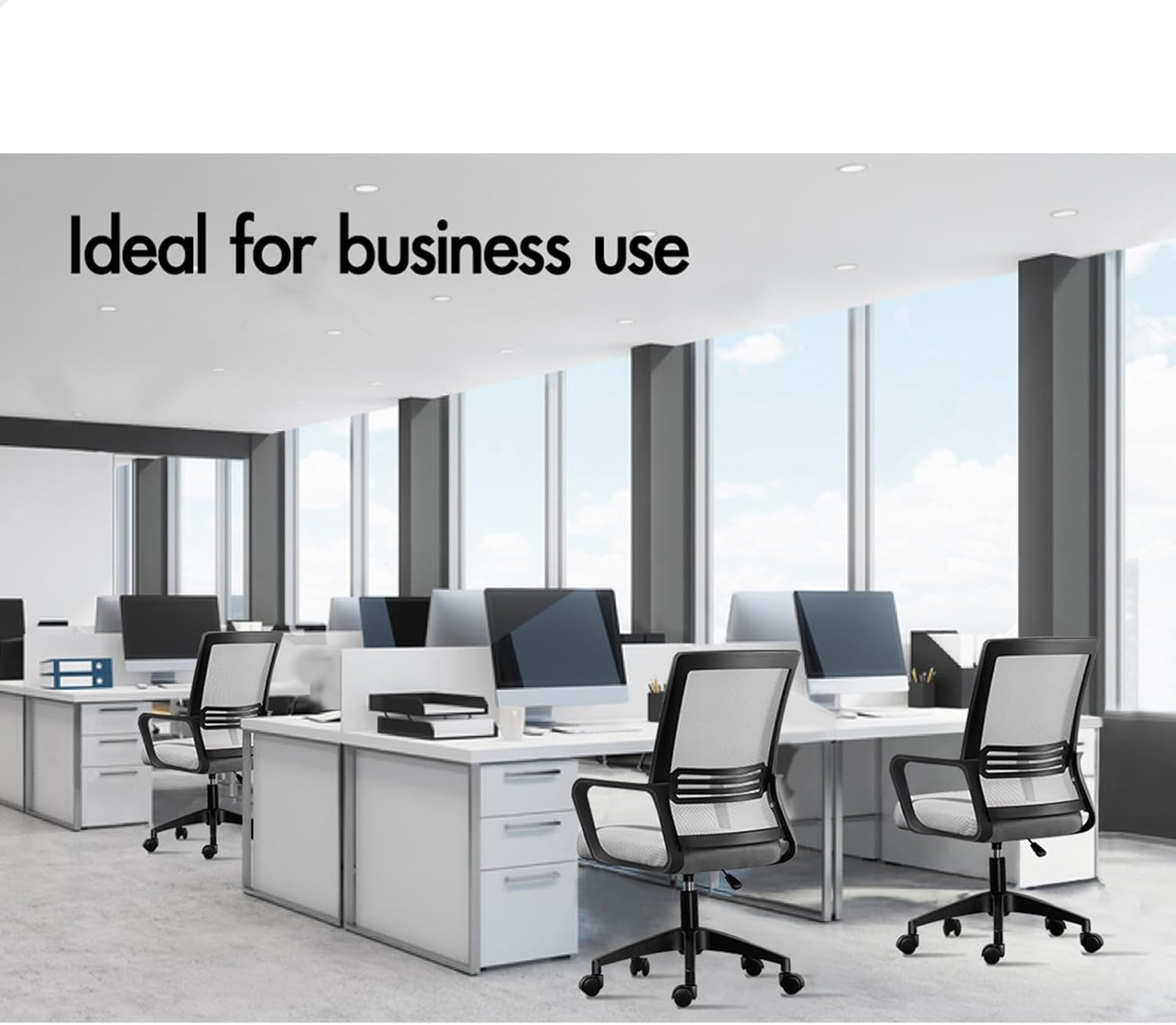 ALFORDSON Mesh Office Chair with Sgs-Approved Gas-Lift, Mid Back Executive Computer Desk Chair, Fabric Seat Gaming Racing Chair, Max 180Kg Loading(Fina Black Grey) - All Black image number 6