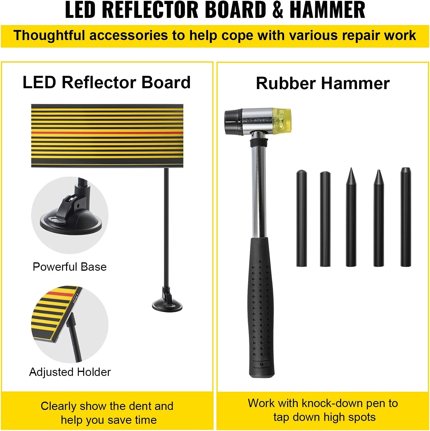 VEVOR Dent Removal Tool, 98 Pcs Paintless Dent Repair Tools, Led Baffle Board Car Dent Repair Kit, Glue Puller Tabs Dent Puller Kit for Auto Dent Removal, Minor Dents, Door Dings and Hail Damage image number 3