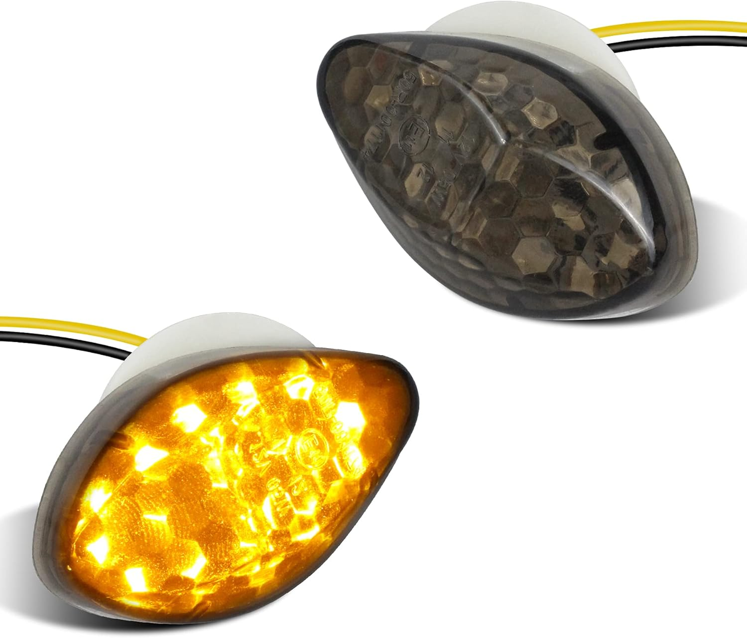 QUASCO Flush Mount Motorcycle Turn Signals Smoked Lens Led Blinkers Compatible with Yamaha YZF R1 R3 R6 R6S FJ 09 FZ MT 07 09, Amber