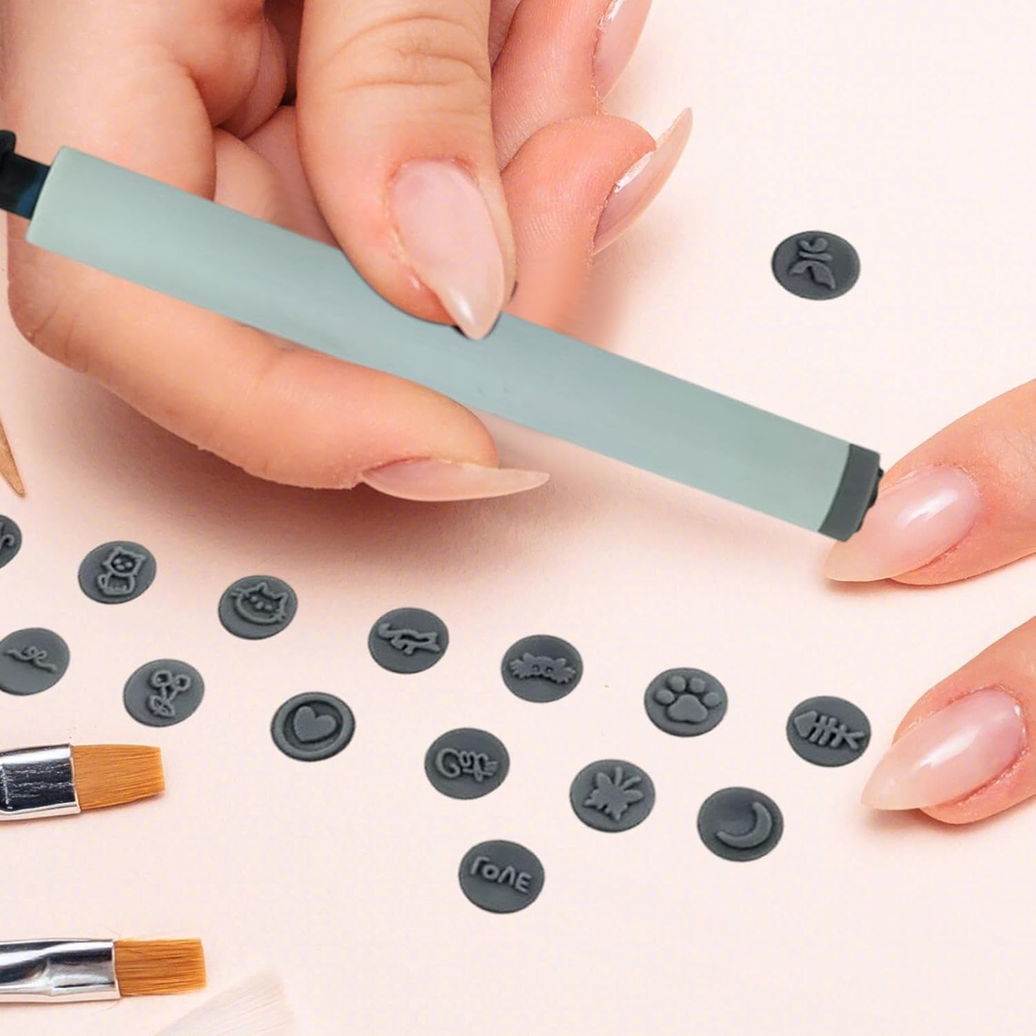 Nail Stamper Pen - Nail Pattern Stamp Pen Kit,Smudge-Proof Manicure Tool for Crafting Painting Drawing Decorating Designing image number 2