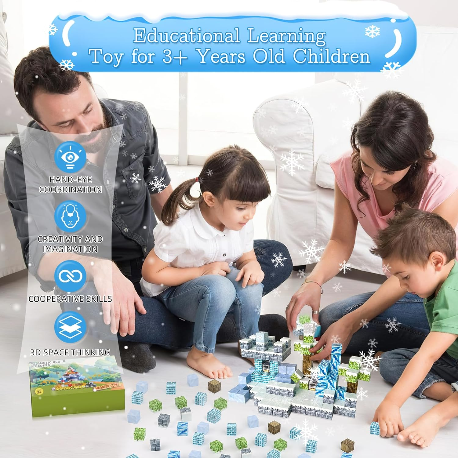 Sivomens 150PCS Magnetic Blocks, Magic Magnetic Building Blocks, Ice Themed Building Toy Set Toddler Magnet Blocks STEM Montessori Sensory Educational Toys for Boys Girls Aged 3+ Years Old Birthday image number 6