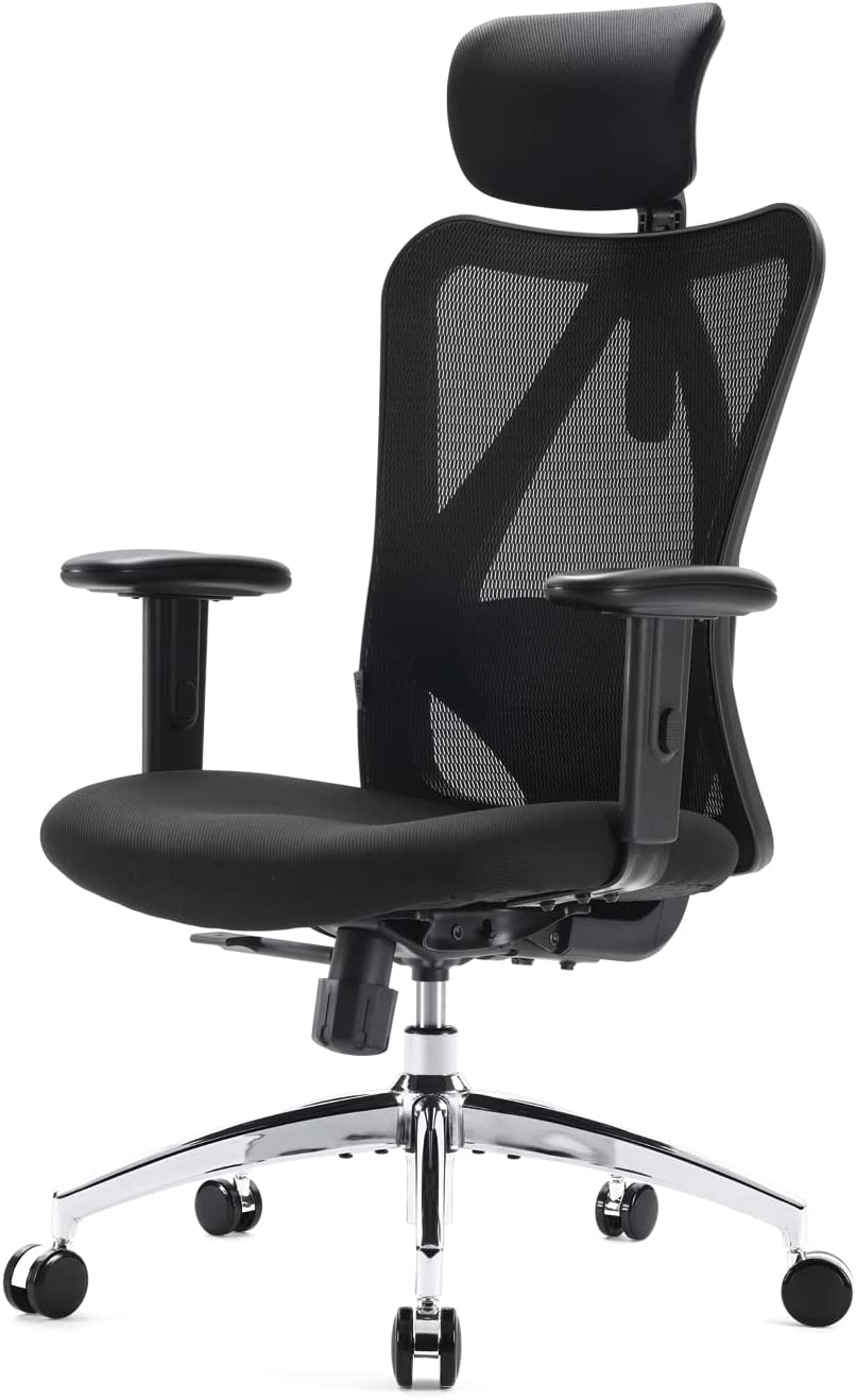 SIHOO M18 Ergonomic Desk Chair, Swivel Chair with Adjustable Lumbar Support, Headrest and Armrest, Height Adjustment and Rocker Function, Back-Friendly Office Chair, Load Capacity: up to 150 Kg image number 3