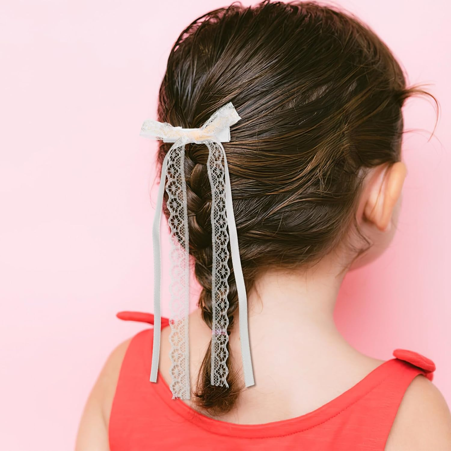 2 Pcs Lace Hair Bow Clips - Elegant Lace Bows for Girls and Women, Stylish Hair Accessories for Casual and Formal Occasions image number 1