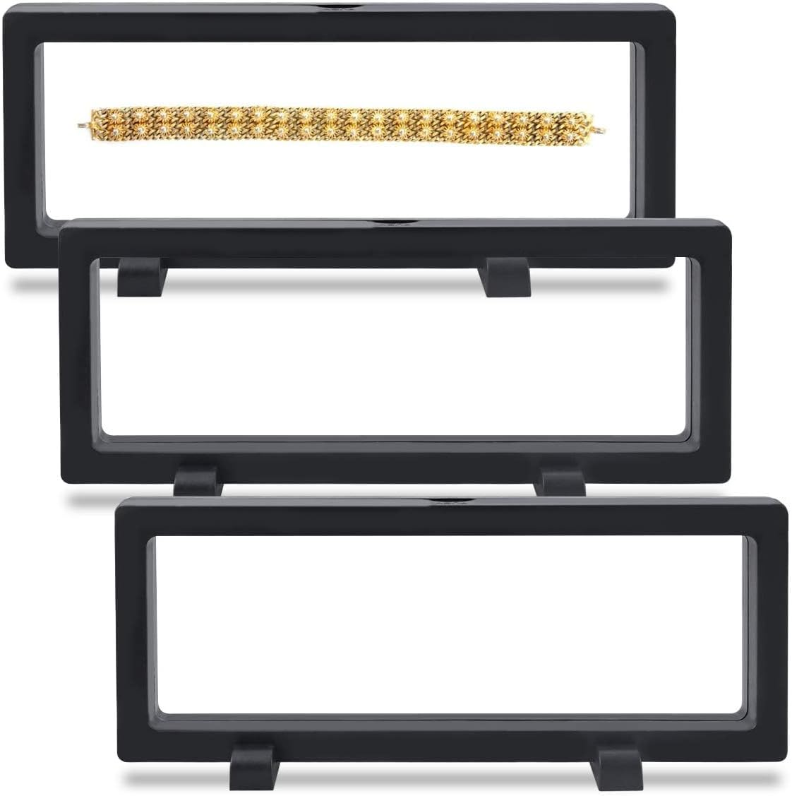 3-Pack Skelang 3D Floating Display Cases - Black Display Stand Holder 9"&times;3.54"&times;0.75" - Suspension Frame for AA Medallion, Antique Challenge Coins, Jewelry, and Pins image number 6