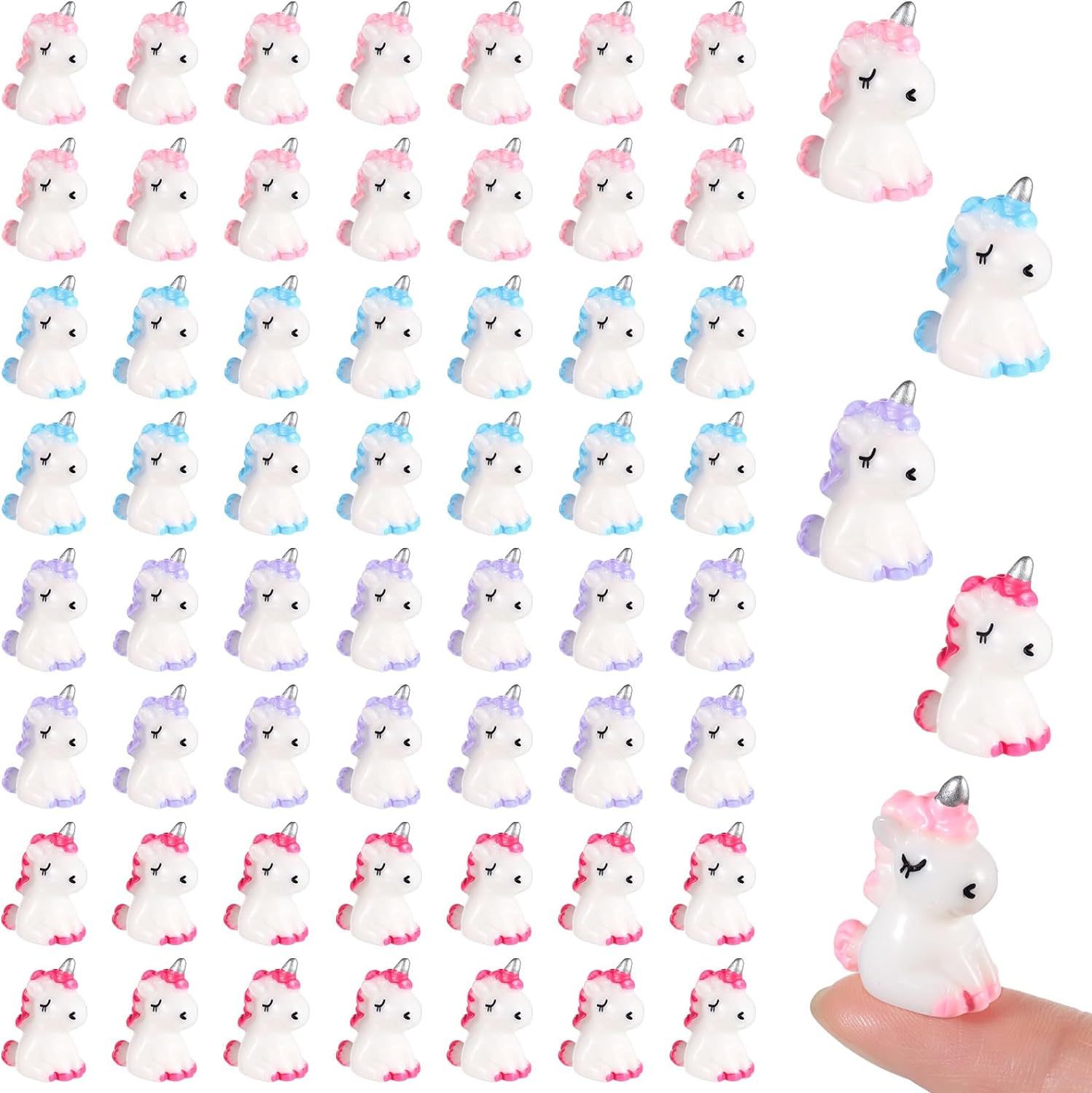 Barydat 60 Pcs Micro Unicorn Miniature Figurines Garden Tiny Unicorn Dollhouse Fairy Garden Accessories Moss Landscape Mini Resin Animals Cake Topper DIY Terrarium Crafts Ornament image number 4