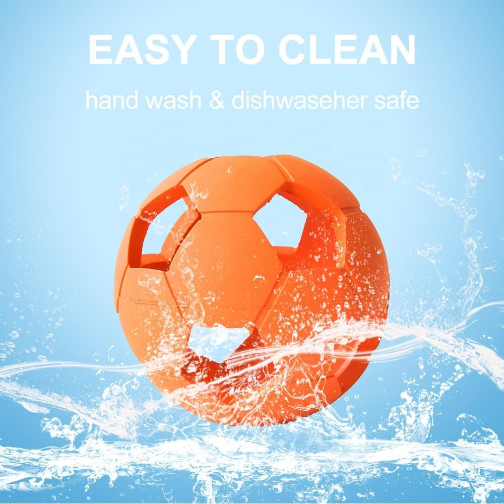 Interactive Dog Soccer Ball Toy, Natural Rubber, Non Toxic & Eco Friendly, High Bounce Ball for Fetch and Play, Dishwasher Safe (Pink, Medium) image number 4