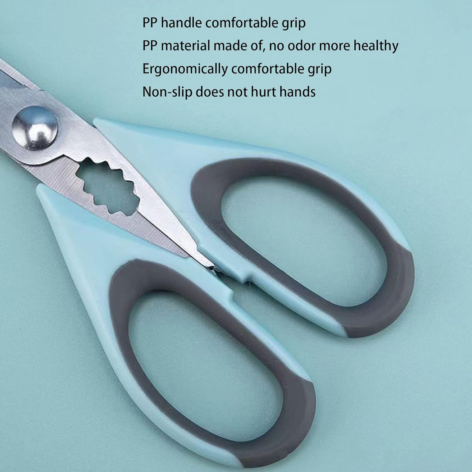 Left Handed Scissors - Multifunctional, Heavy Duty for Meat & Poultry, Safe Food Scissors - Stainless Steel image number 3