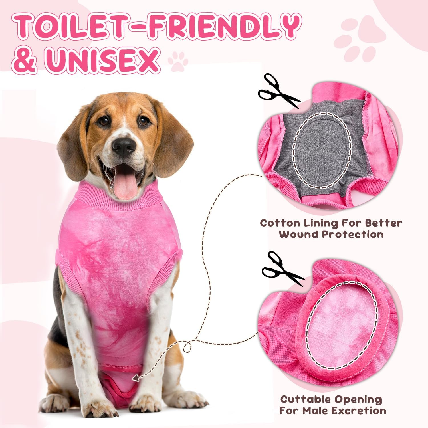 Slowton Dog Recovery Suit after Surgery - Dog Surgical Recovery Suit for Female Male Pet Bodysuit, anti Licking Pet Pajama Onesie E-Collar Cone Alternative, Small Medium Large Surgical Clothes image number 1