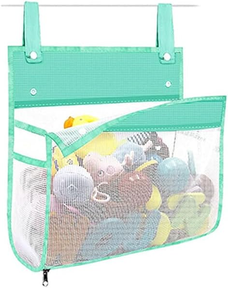 Waterproof Mesh Bath Toy Organizer & Storage Bag with Suction Cups - Durable Hanging Bath Toy Holder for Kids, Quick-Dry Bathroom Toys Organiser (Green) image number 2
