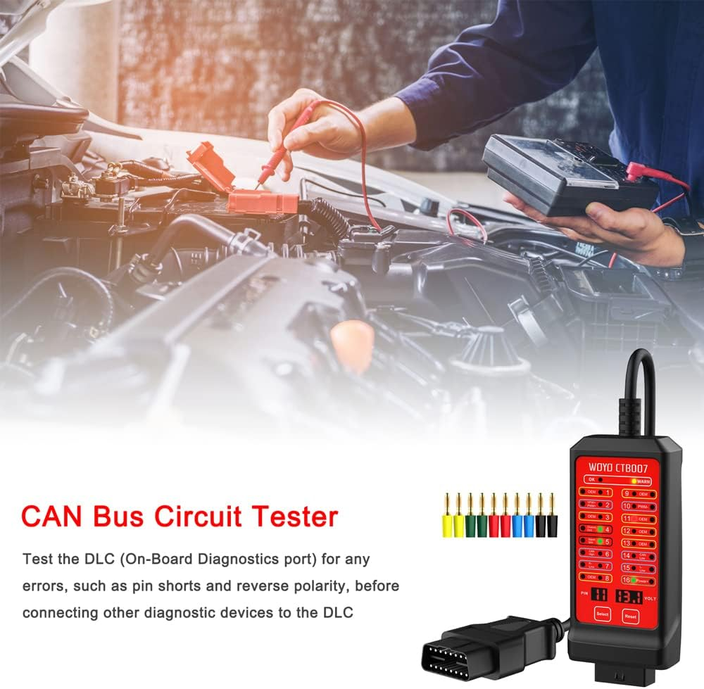 Automotive Circuit Tester, 16 Pin Break Out Box Detection 12 V 24 V CAN Bus Circuit Tester Vehicle Diagnosis On-Board Diagnostics Tester for Car/Boat/Motorcycle and More image number 3