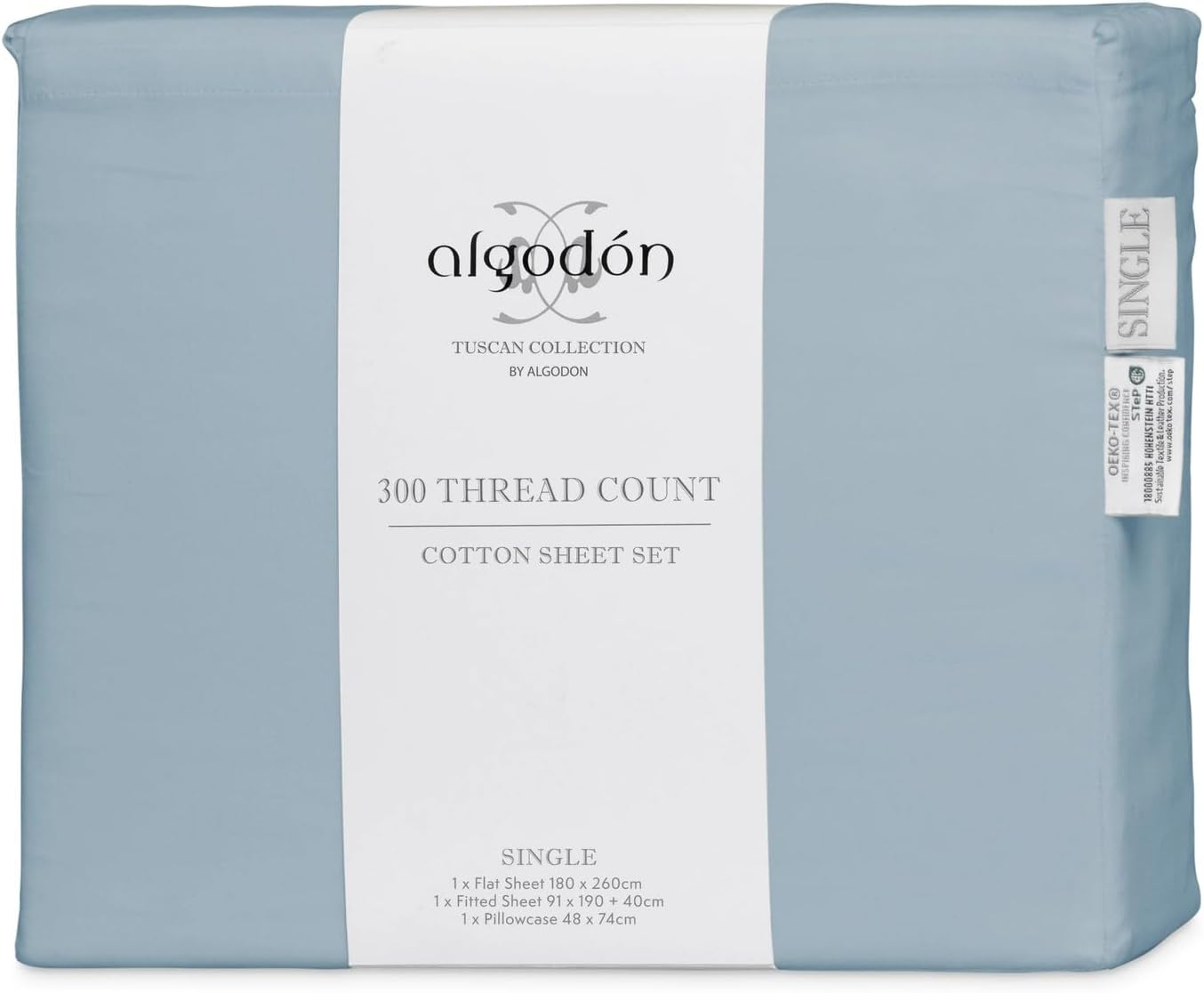 Algodon 300TC Cotton Bed Sheet Set with Pillowcases, Silver, King
