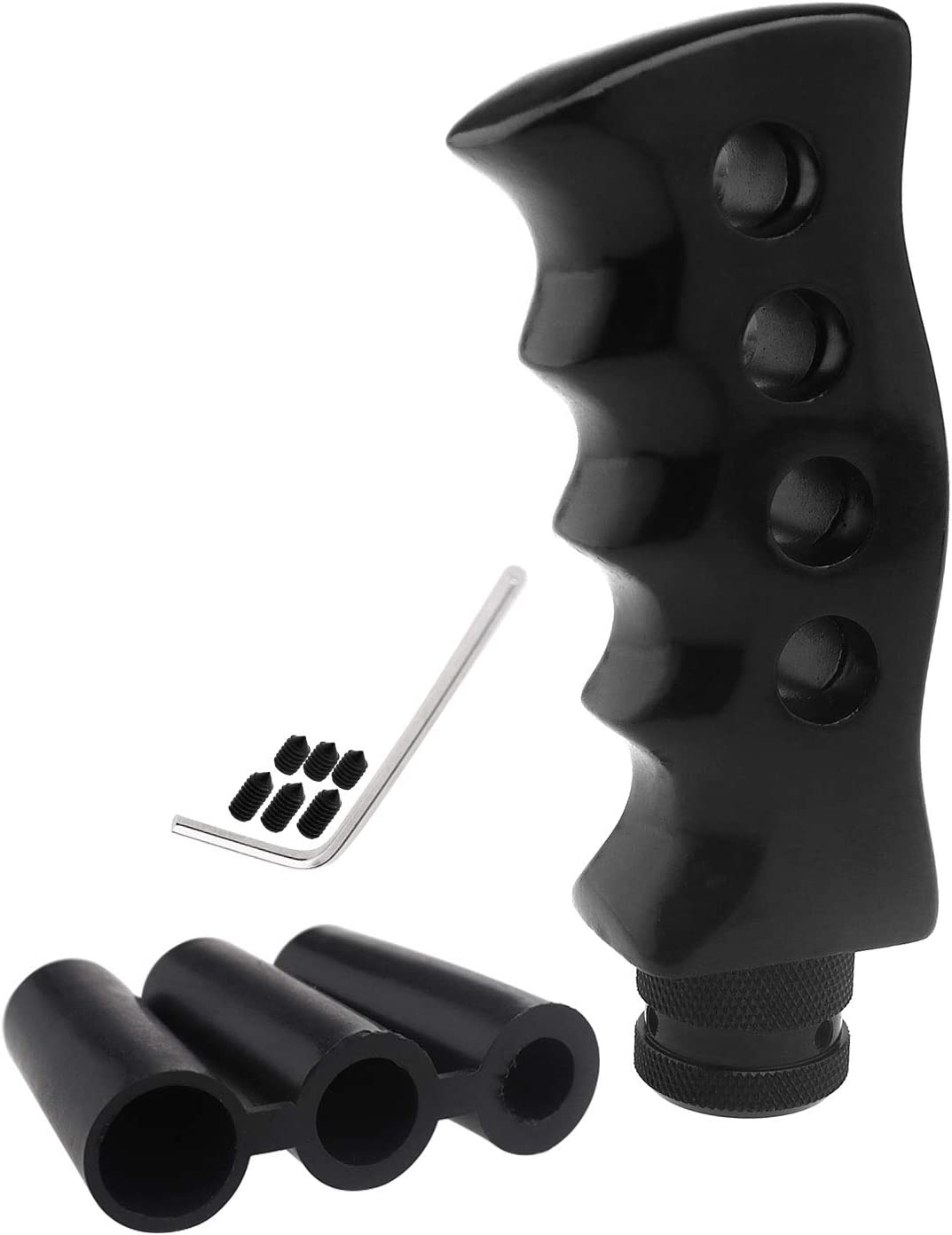 Black Aluminum Alloy Handle Grip Manual Car Gear Shift Knob Shifter Kit image number 1