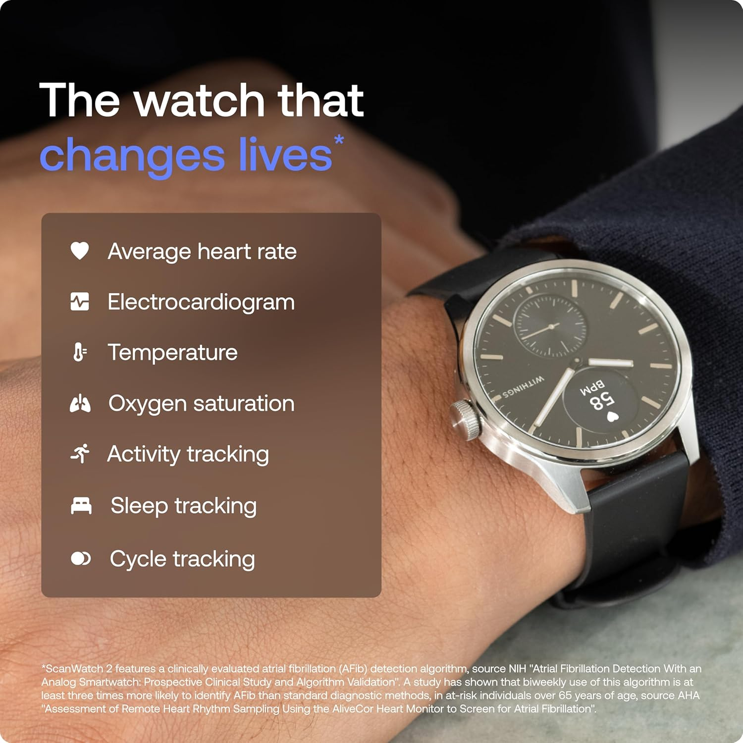 Withings Scanwatch 2 Hybrid Smartwatch, 38Mm, Rose Gold image number 6