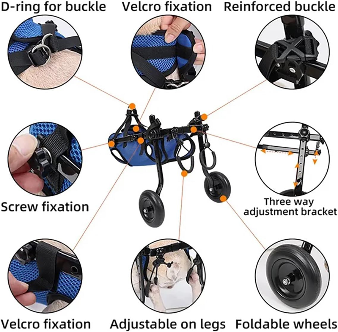 Portable Pet Wheelchair for Disabled Dogs Adjustable Dog Wheelchair for Back Legs Mobility Aids for Disabled Pets Dog Leg Brace and Hip Support (XS)