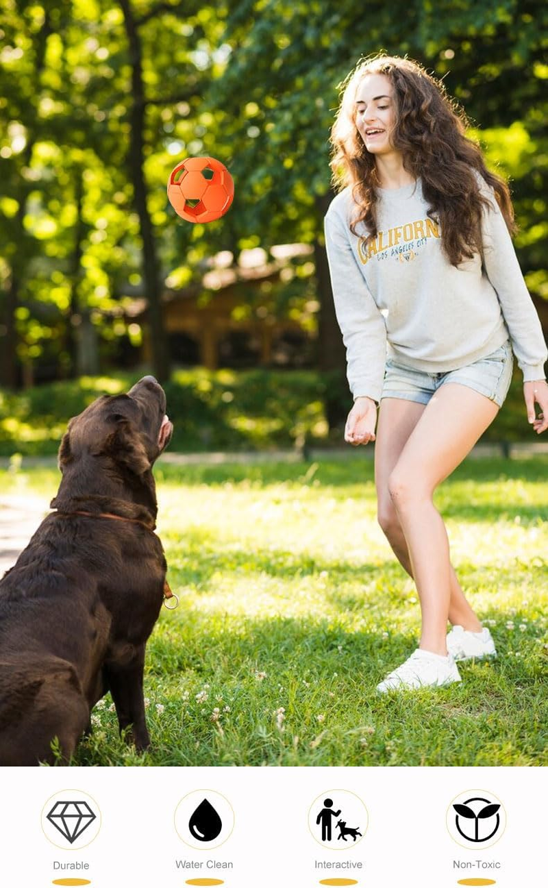 Interactive Dog Soccer Ball Toy, Natural Rubber, Non Toxic & Eco Friendly, High Bounce Ball for Fetch and Play, Dishwasher Safe (Pink, Medium)