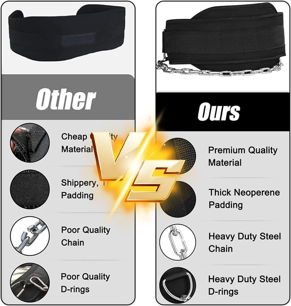 Dip Belt for Weightlifting with 70Cm Steel Chain, Pull-Ups Belt Weight Belt Gym Lifting Belt for Powerlifting for Weight Lifting, Squat, Strength Training, Gym Fitness image number 2