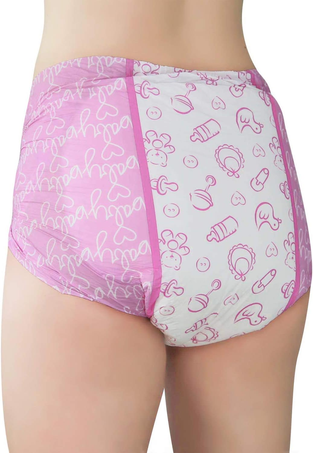 Littleforbig Printed Adult Brief Diapers 2 Pieces - Nursery Pink (M)