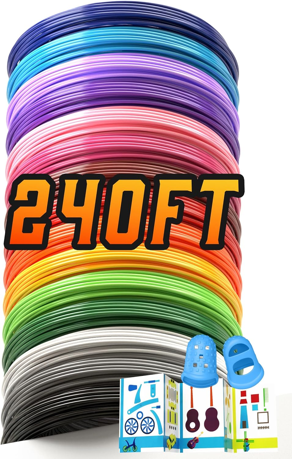 3D Pen Filament Refills 15 Colors, 16 Ft per Color Total 240 Ft 1.75 Mm Filament Compatible with SCRIB3D MYNT3D 3D Pen Comes with 2 Finger Caps & Drawing Guide Book [3D Pen NOT Include] image number 4