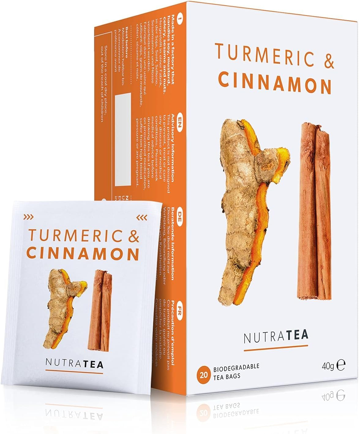 Nutra Tea - Turmeric & Cinnamon Tea - 20 Tea Bags - Herbal Tea
