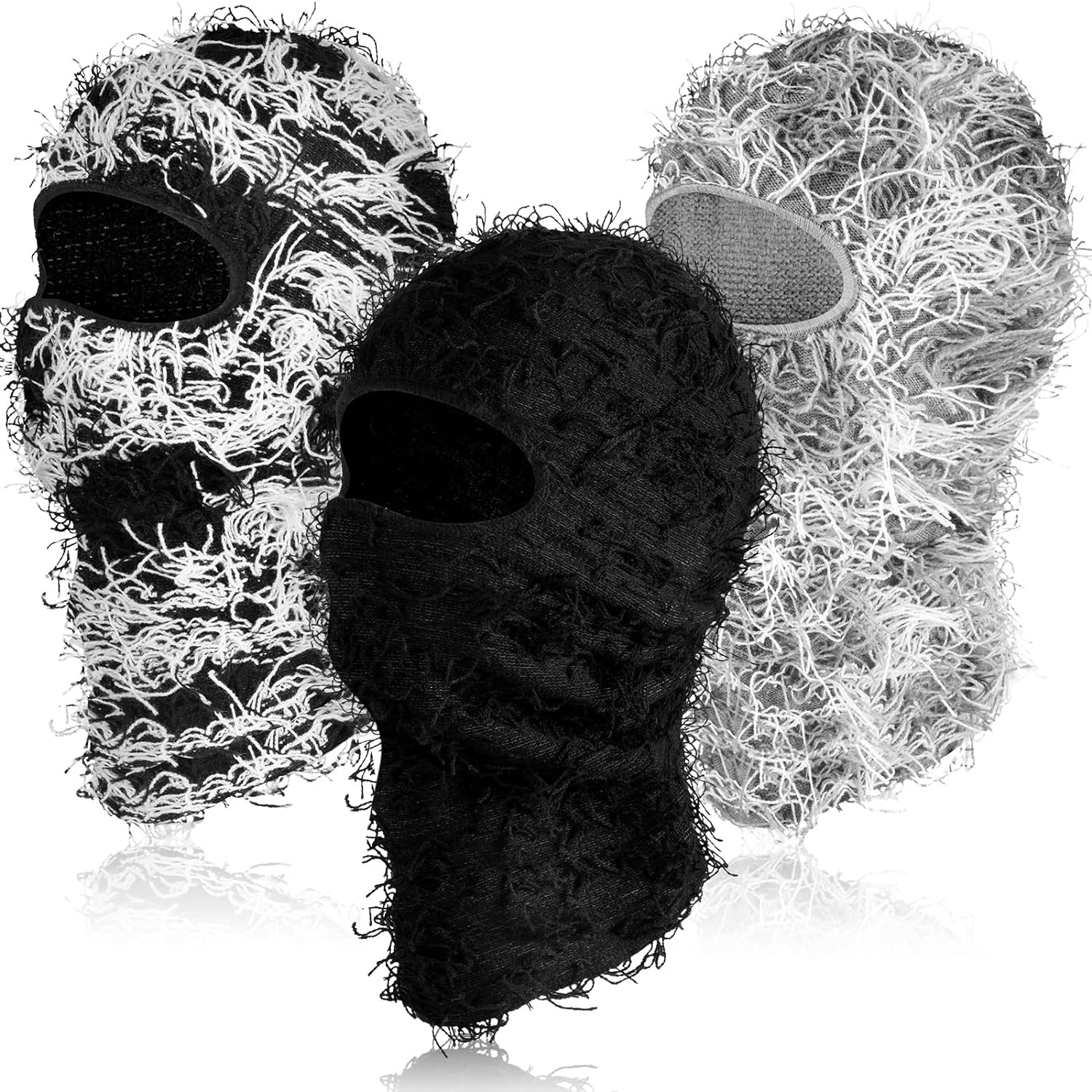 Newcotte 3 Pcs Distressed Balaclava Full Face Ski Mask Cool Knitted Balaclava Windproof Ski Mask for Men Women Cold Weather