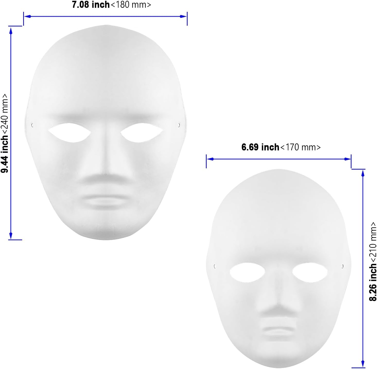 30 Pack White Paper Masks, Women Men Pulp Blank Face Masks with Adjustable Elastic Band, Pure White Paintable Face Masks for Carnival, Halloween, Party Decorations image number 3