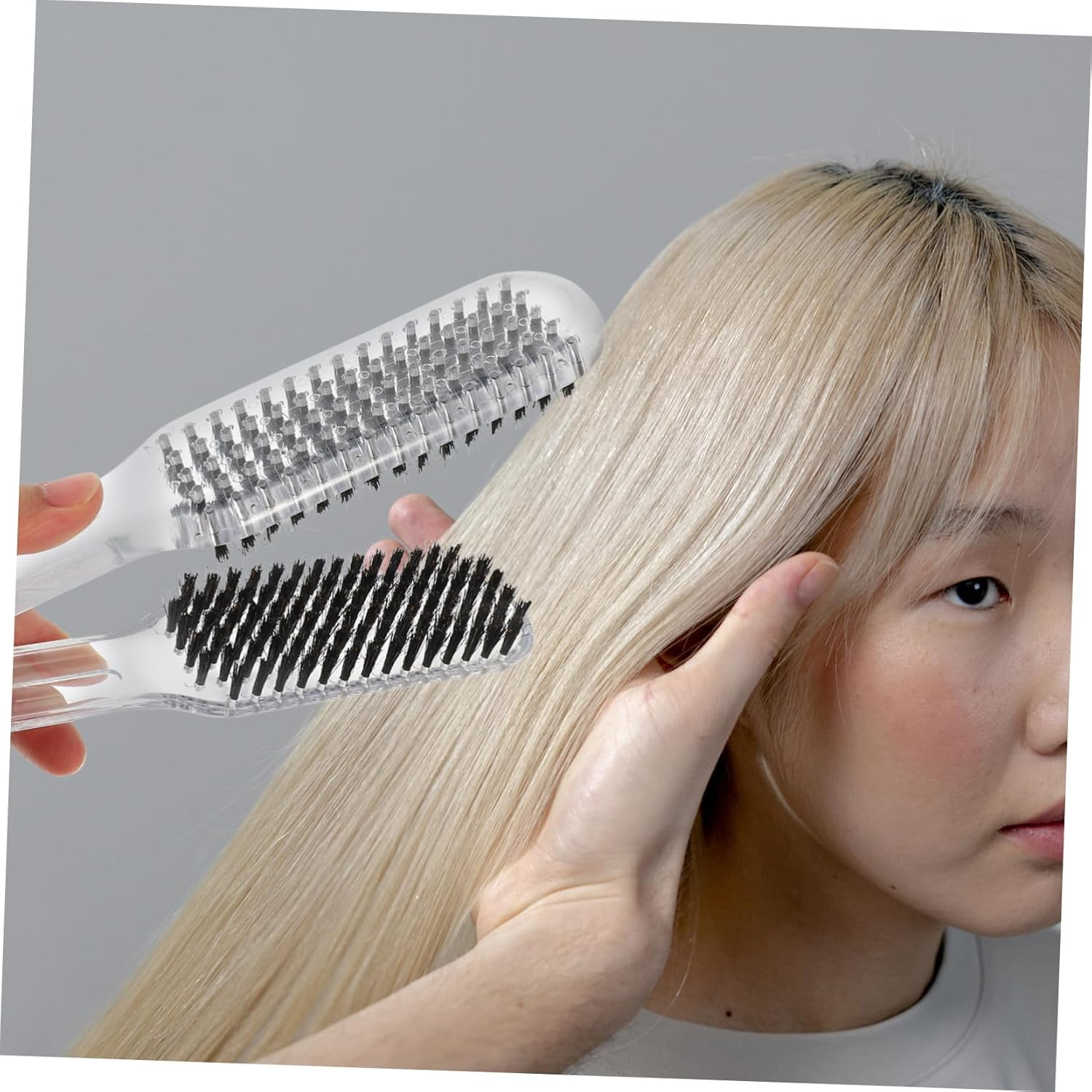 Outanaya Hair Straightener Comb Double Sided Brush V-Shaped Styling Hair Straightener Comb for Women at Home and Salon Use image number 1