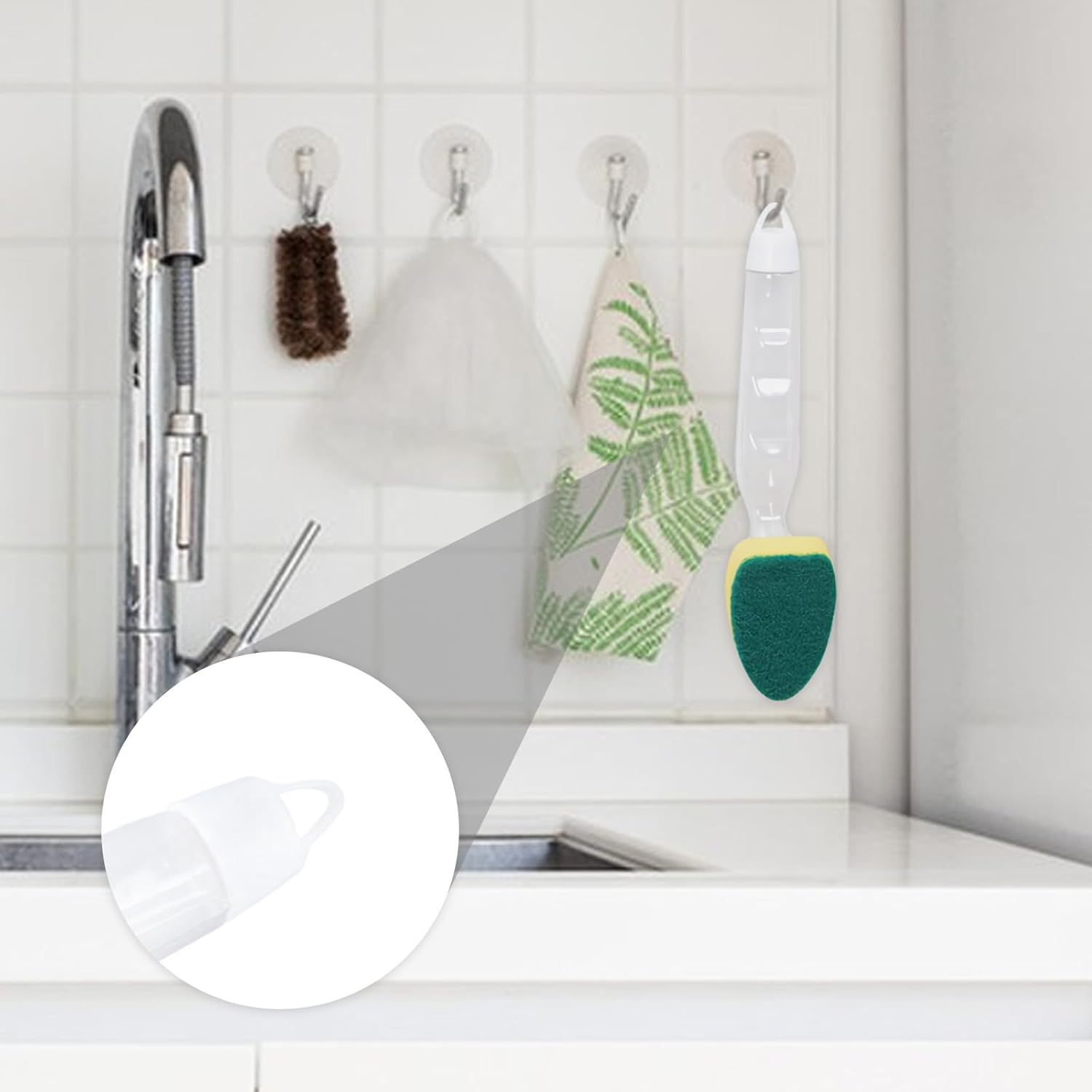 Cleaning Sponge Dish Sponge with Handle 10 Pieces Dish Wall Sponge Kitchen Sink Cleaning Brush Replacement Head for Sink Dish Wall Cleaning Brush Washing Sponge with Handle Bathroom