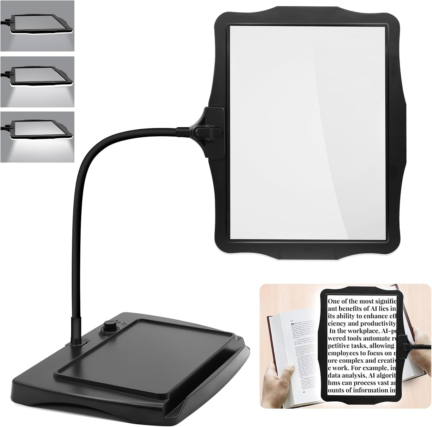 10X Large Magnifying Glass with Light and Stand for Reading with 50 LED Light,Desktop Magnifying Lamp Page Magnifier for Reading,Close Work Knitting Sewing Painting Seniors image number 6