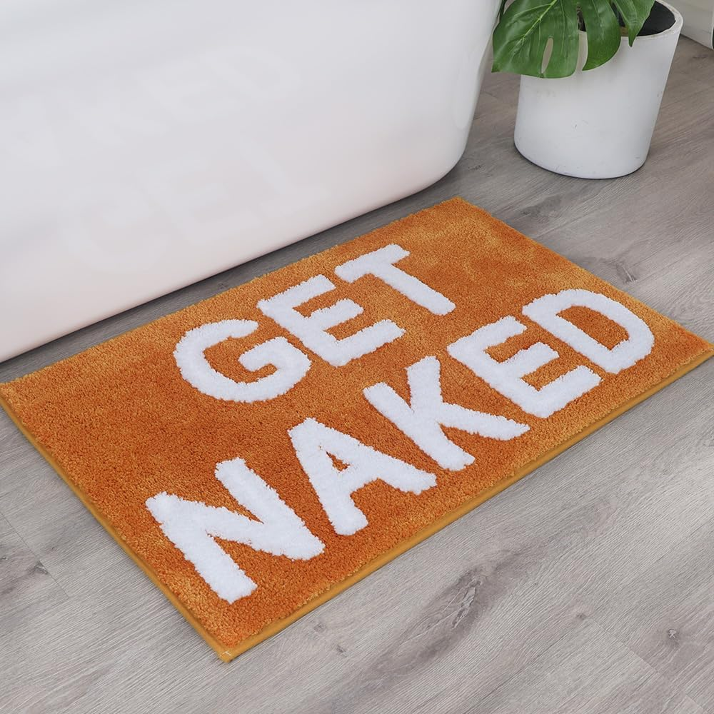 Zeeinx Get Naked Bath Mat Cute Bathroom Rugs Non Slip Microfiber Bath Rugs Funny Autumnbathroom Decor Machine Washable Orange Bath Mat for Tub and Shower,20&rdquo;X32&rdquo; image number 7