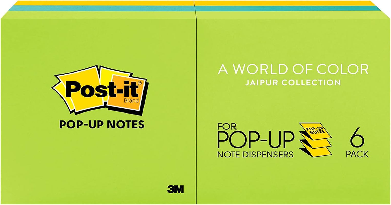 Post-It Pop-Up Notes, 3 in X 3 In, Marseille Collection, 12 Pads/Pack, 100 Sheets/Pad (R330-12AP)