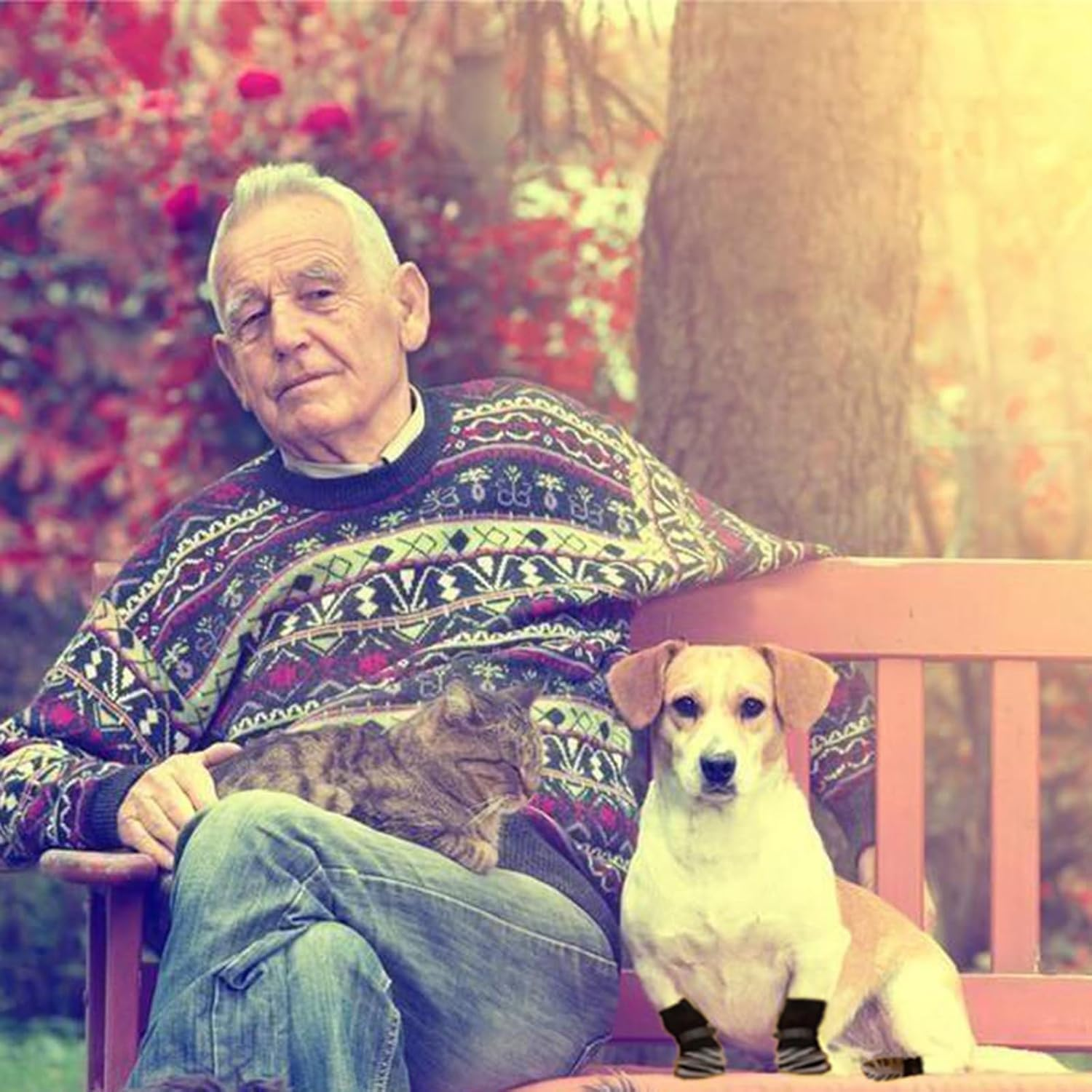 Dog Socks to Prevent Licking Paws, Non-Slip Dogs Grab Socks for Advanced Dogs on Hardwood Floors Comfortable Paw Protectors for Hot Roads and Winter, Dog Socks and Booties（Tiger Pattern 2 Pairs XL） image number 5