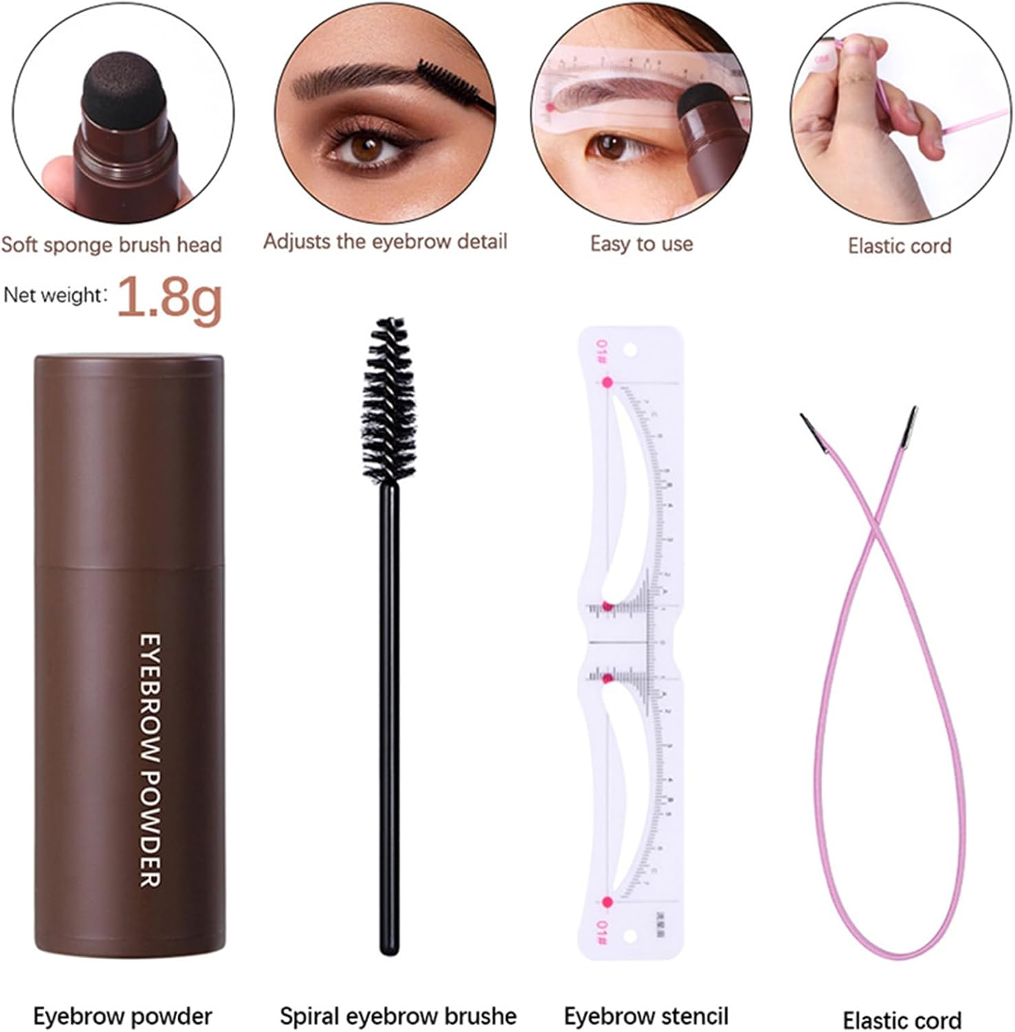 Eyebrow Stamp Stencil Kit - One-Step Vegan Eyebrow Stamp Pomade - Long-Lasting Waterproof Smudge-Proof - with 12Pcs Reusable Thin & Thick Eyebrow Stencils for Perfect Brows # 02 Dark Brown image number 2