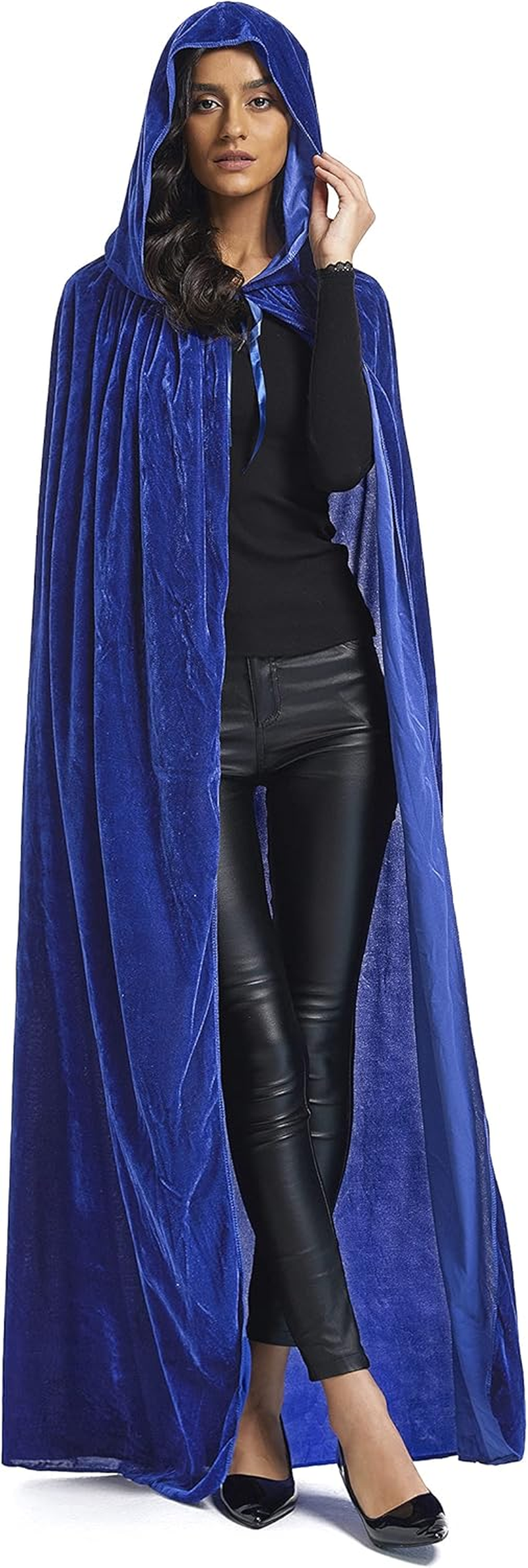 Velvet Cloak, Adult Hooded Cloak Velvet Cape Halloween Witch Costume for Men and Women Cosplay Costumes 59Inch