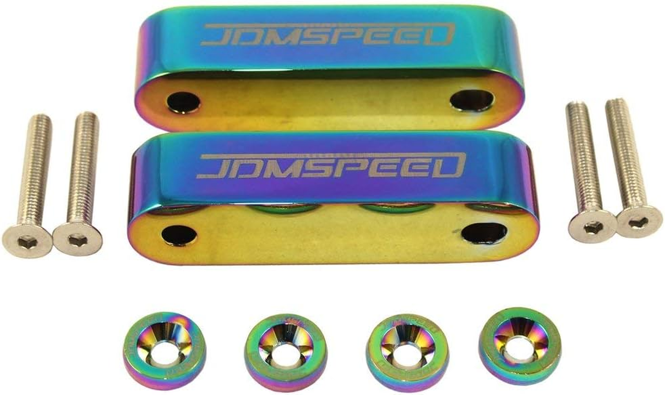 JDMSPEED Neo Chrome CNC Billet 3/4" Replacement for Hood Vent Spacer Riser Kit + Bolts + Washers