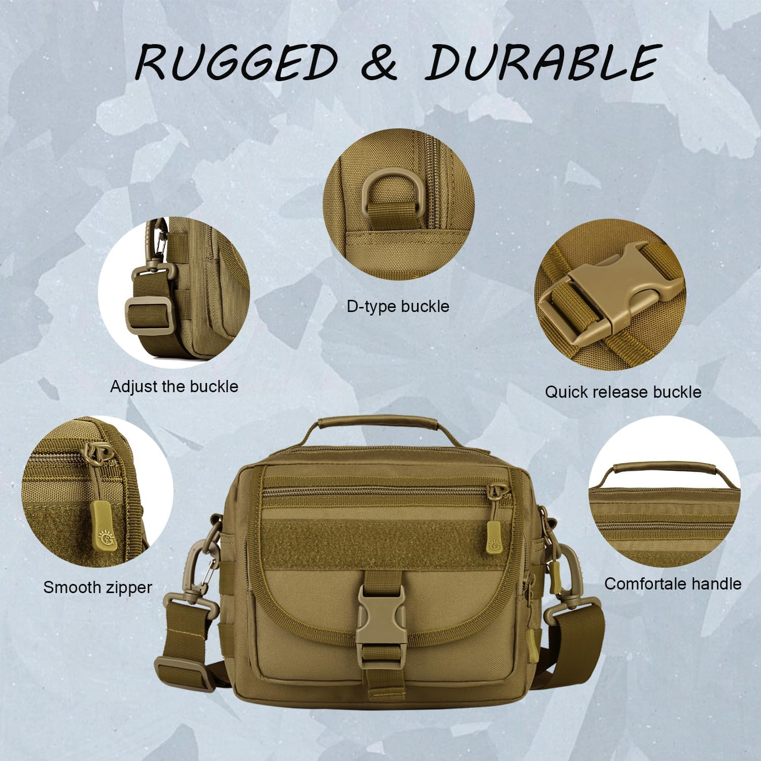 Protector plus Tactical Messenger Bag Men Small Military MOLLE Crossbody Pack (Patch Included) image number 4