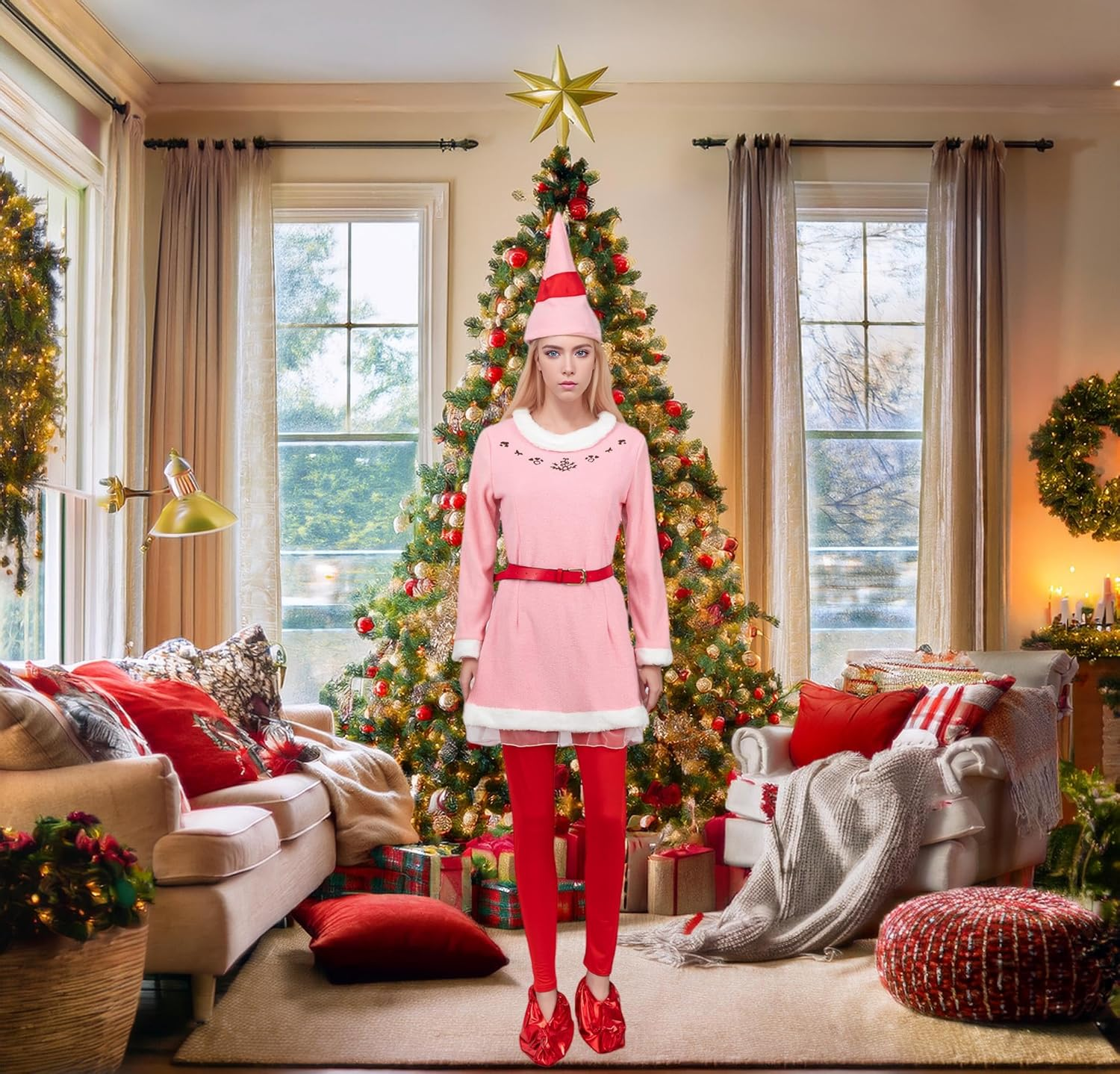 Christmas Elf Costume for Women Halloween Costumes Dress Adult Women Cosplay Costumes Outfits image number 2