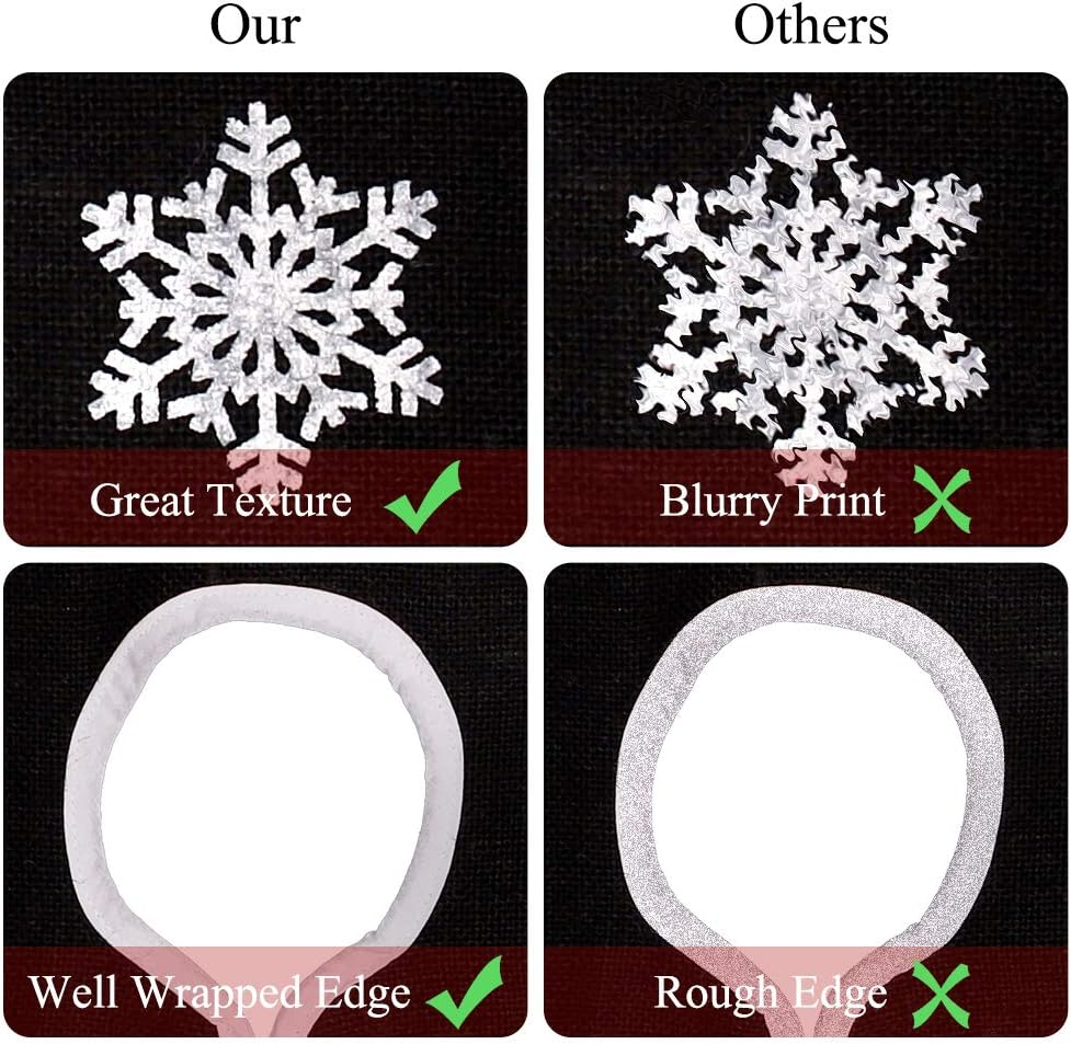 HOHOTIME Burlap Christmas Tree Skirt, 30 Inch Black Tree Skirt with White Snowflakes and Merry Christmas Words, for Xmas Holiday Home Decoration image number 2