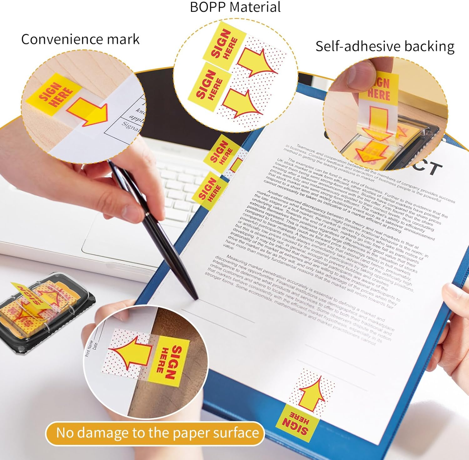 300Pcs Sign Here Tabs Stickers Sign Here Post Its Flags Tabs Flags Arrow Sticky Notes Page Markers Tabs Notary Supplies for Office School Notebook Note Book Notarization (300) image number 1