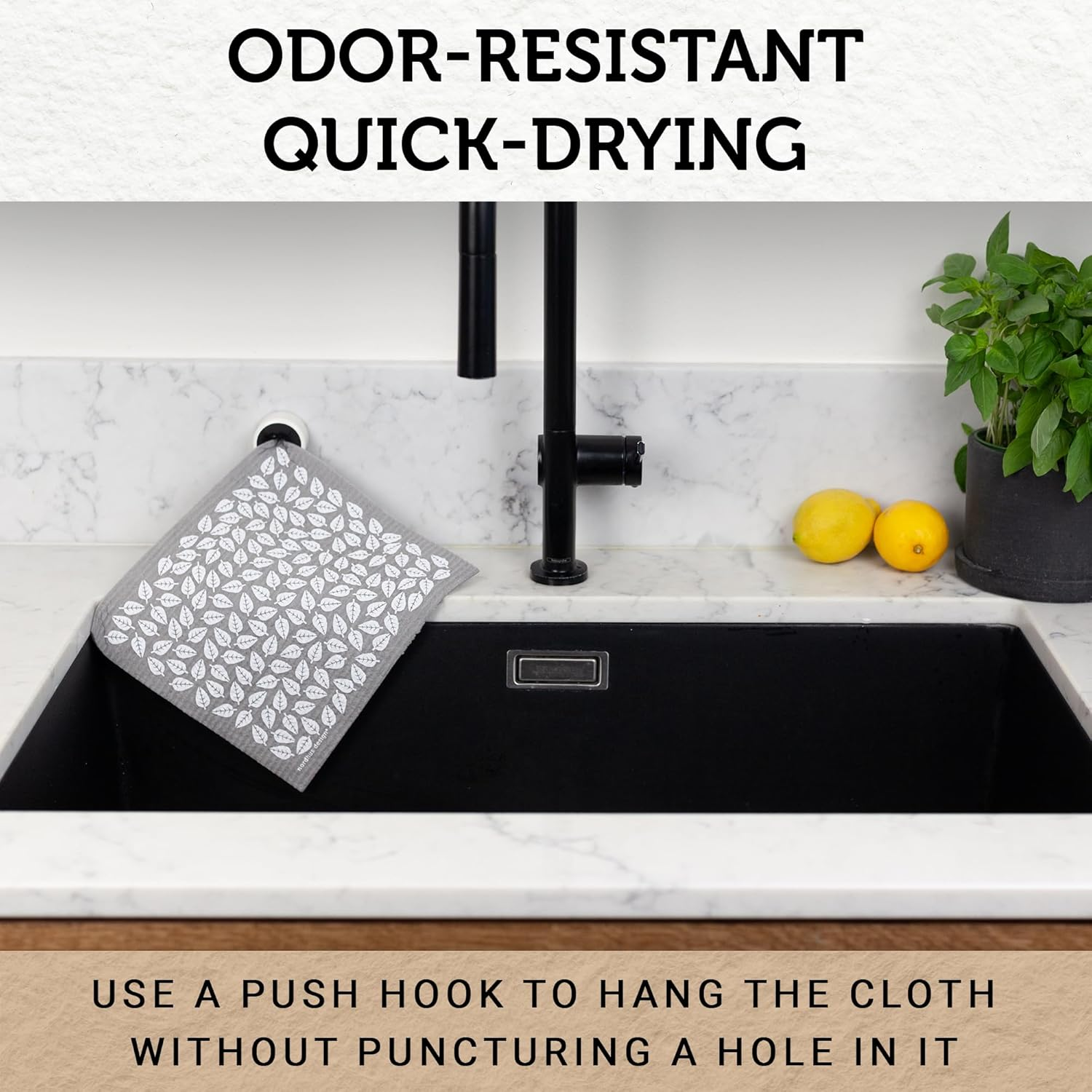 Nordhus Design Swedish Dishcloths,10 Grey Cloths, Made in Sweden - Reusable, Washable Cellulose Cotton Kitchen Cloths - Replace Paper Towels, Wipes, Sponges, Dish Rags image number 1