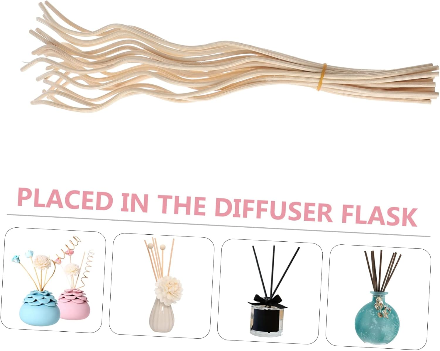 STOBAZA 80Pcs Diffuser Sticks Wave Shaped Refill Rattan Diffuser Sticks Replacement for Aroma and Fragrance Oil for Bottles Aromatherapy image number 2