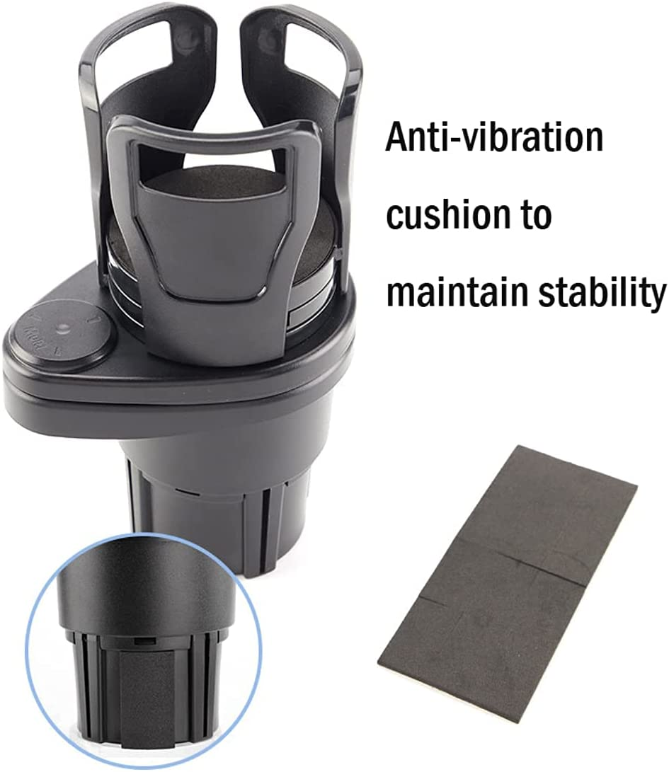 Universal Car Dual Cup Holder Adjustable Cup Stand,2 in 1 Multifunctional Car Cup Holder Expander Drink Can Coffee Bottles Adapter Stand with 360&deg;Rotating Base for Car/Marine/Caravan