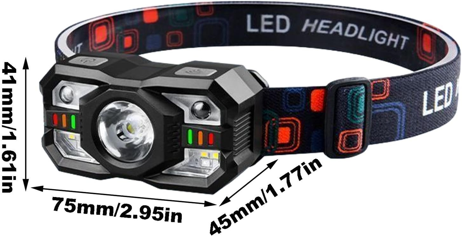 Led Head Torch Rechargeable, Super Bright Led Headlamp, Sensor Headlamp, Portable Fast Charging Working Lamp, Waterproof with 5 Lighting Modes for Running, Camping, Fishing, Cycling, Hiking image number 2