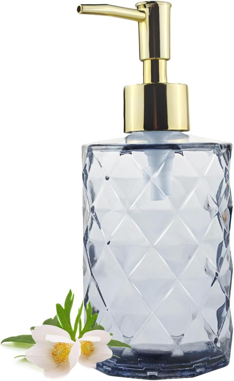 Soap Dispenser with Gold Pump, 12 Ounce Glass Soap Dispenser for Bathroom Kitchen, Hand Soap, Dish Soap, Refillable Liquid Hand Soap Dispenser