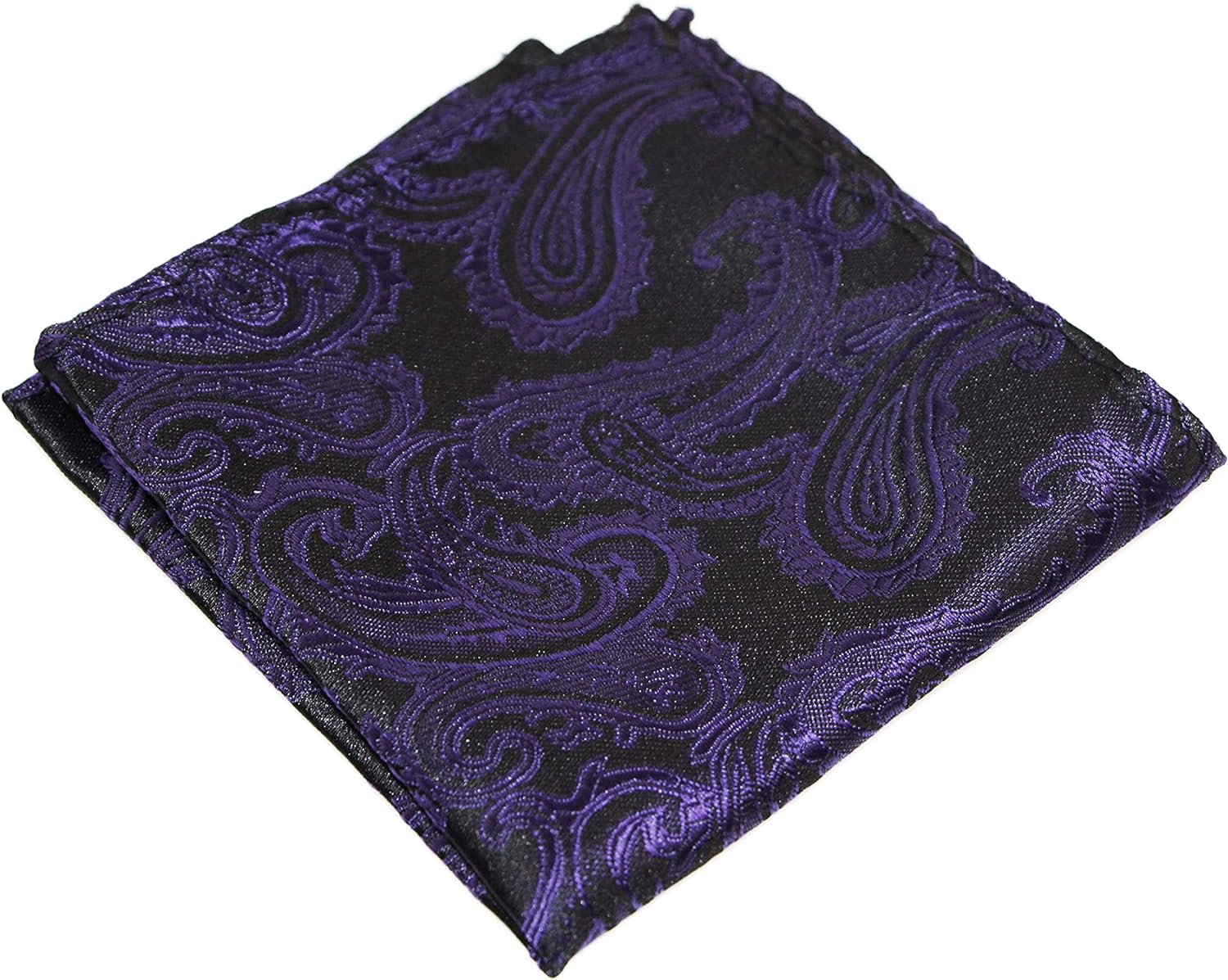 Mens Purple & Black Paisley Pocket Square Purple, Black image number 1