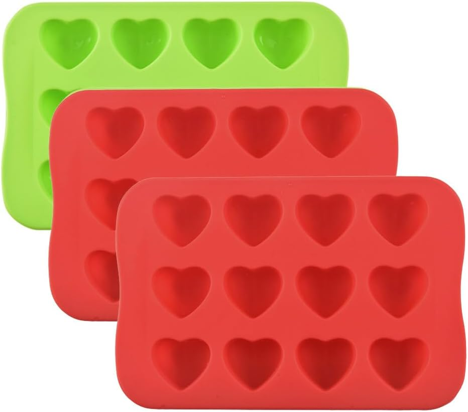 3 Packs 12 Cavities Heart Shaped Silicone Mold, Mini Muffin Pan for Chocolate Cake Jelly Pudding Handmade Soap Mould Candy Making
