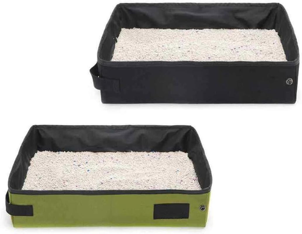 Portable Cat Litter Box, Travel Cat Litter Box (45 X 35 X 13 Cm) Foldable Waterproof Portable Cat Litter Box, Collapsible Foldable and Packable Light Weight for Indoor and Outdoor Use (2 Pcs) image number 2