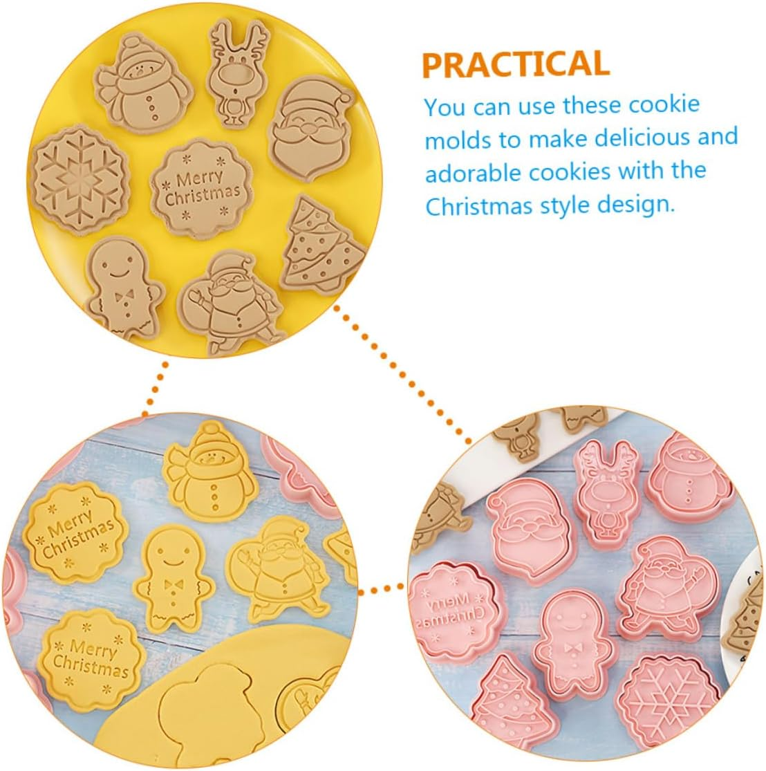 Christmas Cookie Molds Biscuit Mold 8Pcs Set Plastic DIY Baking Tools Household Kitchen Gadgets for Holiday Baking image number 5