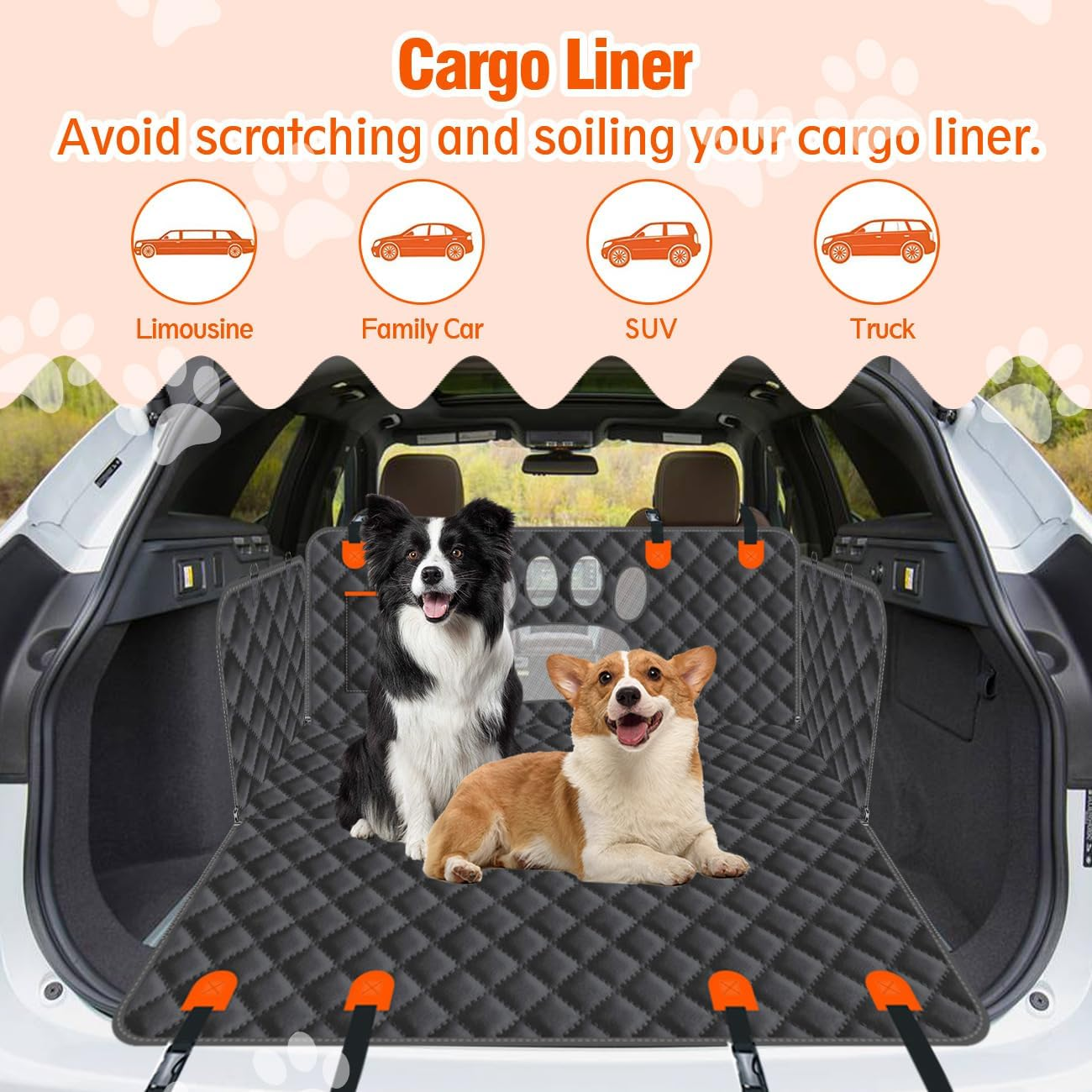 Dog Car Seat Cover-Dog Hammock for Back Seat Pet Seat Cover with Mesh Window Back Seat Extender for Dogs Waterproof Cargo Cover Pet Trunk Mat Large Pet Car Mats for Suv/Trucks/Cars image number 1