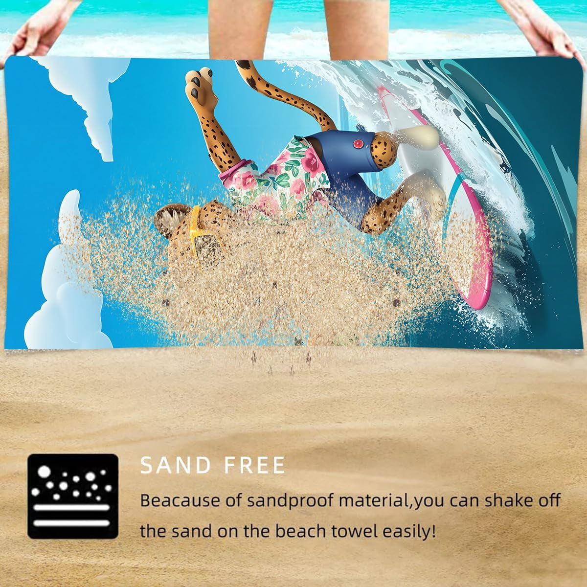 Beach Towel Backpack &ndash; Portable 2-In-1 Sand-Free Beach Towel with Integrated Storage Bag &ndash; Lightweight, Quick-Dry, Printed Towel for Travel, Swimming, Camping & Outdoor Activities (Style 3) image number 6