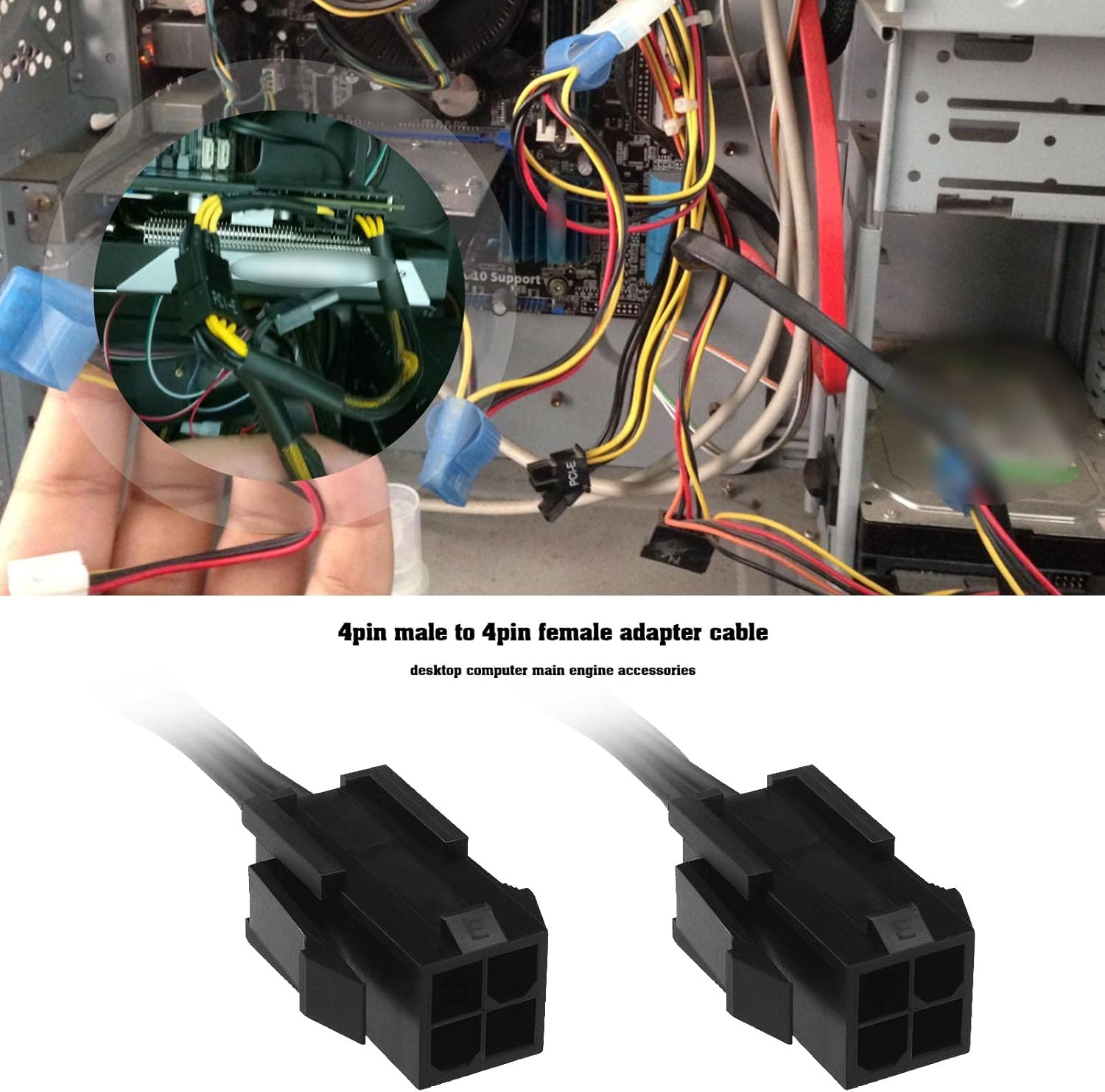 SING F LTD 2PCS ATX 4 Pin Male to Female CPU Power Extension Cable for Desktop Computer 12V 18 AWG 22Cm image number 3
